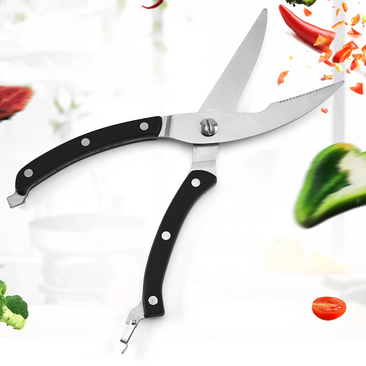 

Manufacturers Custom Kitchen Scissor Multi Purpose Meat Chicken Fish Seafood BBQ Poultry Shear, Black