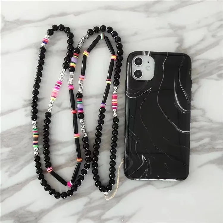 

JUHU Long mobile phone chain decoration female colored bead chain bohemian holiday style with tassel mobile phone strap, Colorful