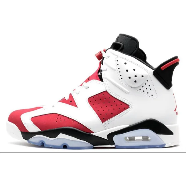 

2021 6 Retro Carmine Original Casual Sports Shoes Replicased Basketball High Top Sneakers Slippers for Men with Box, White and red