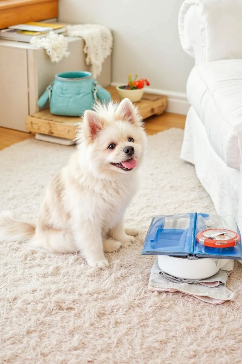 iRobot Roomba j7+ vacuum avoiding a dog toy on the floor