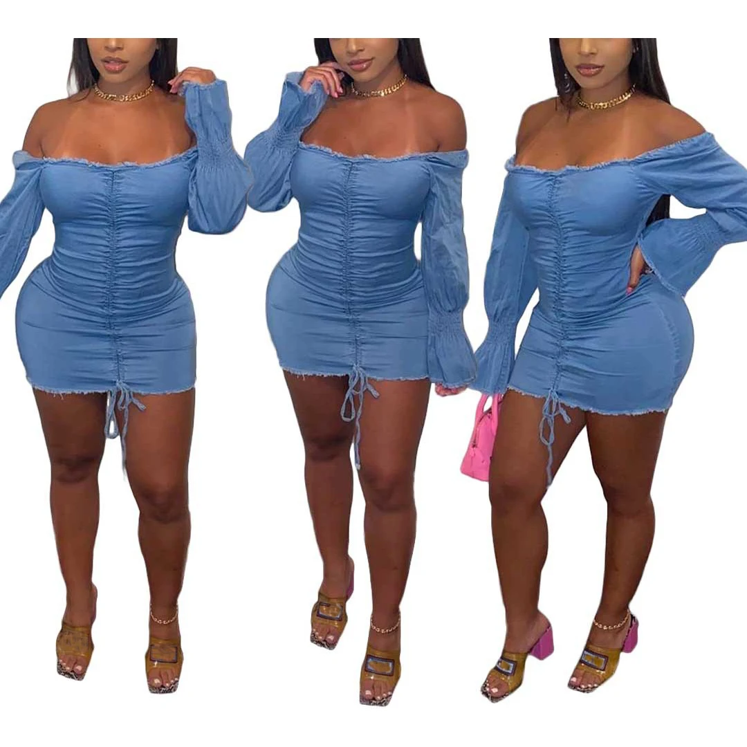 

FS2021D Hot sale women off the shoulder dresses Ladies Fashion dress