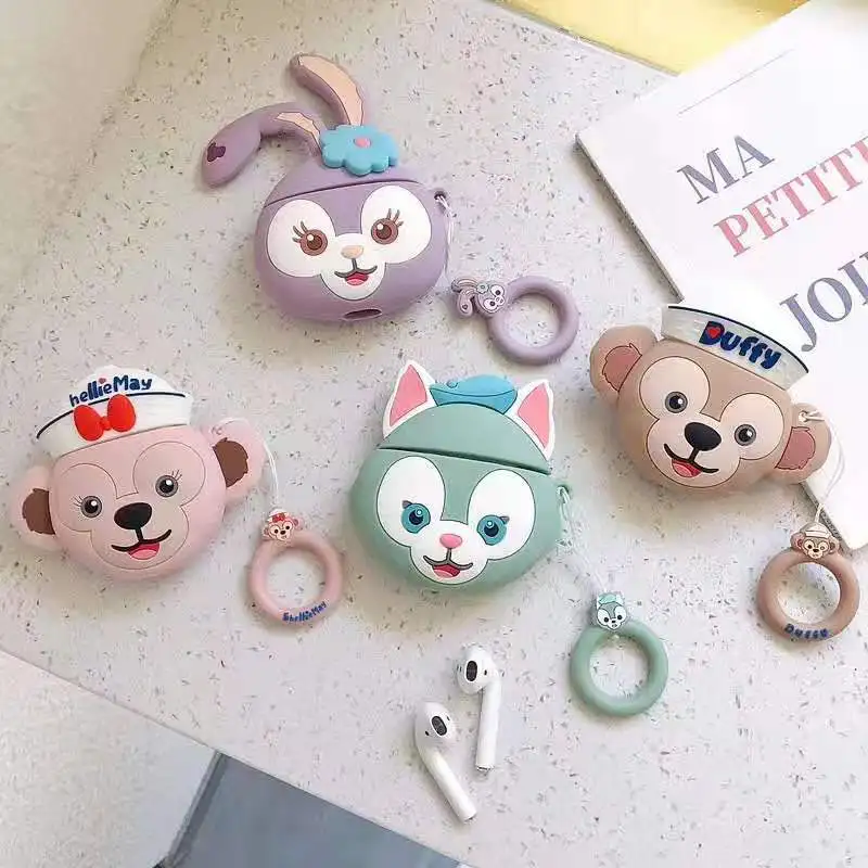 

3D Cute Cartoon Duffy Bear Silicone Case for Apple for Airpods 1 2 Wireless Headphone Cover, Colorful