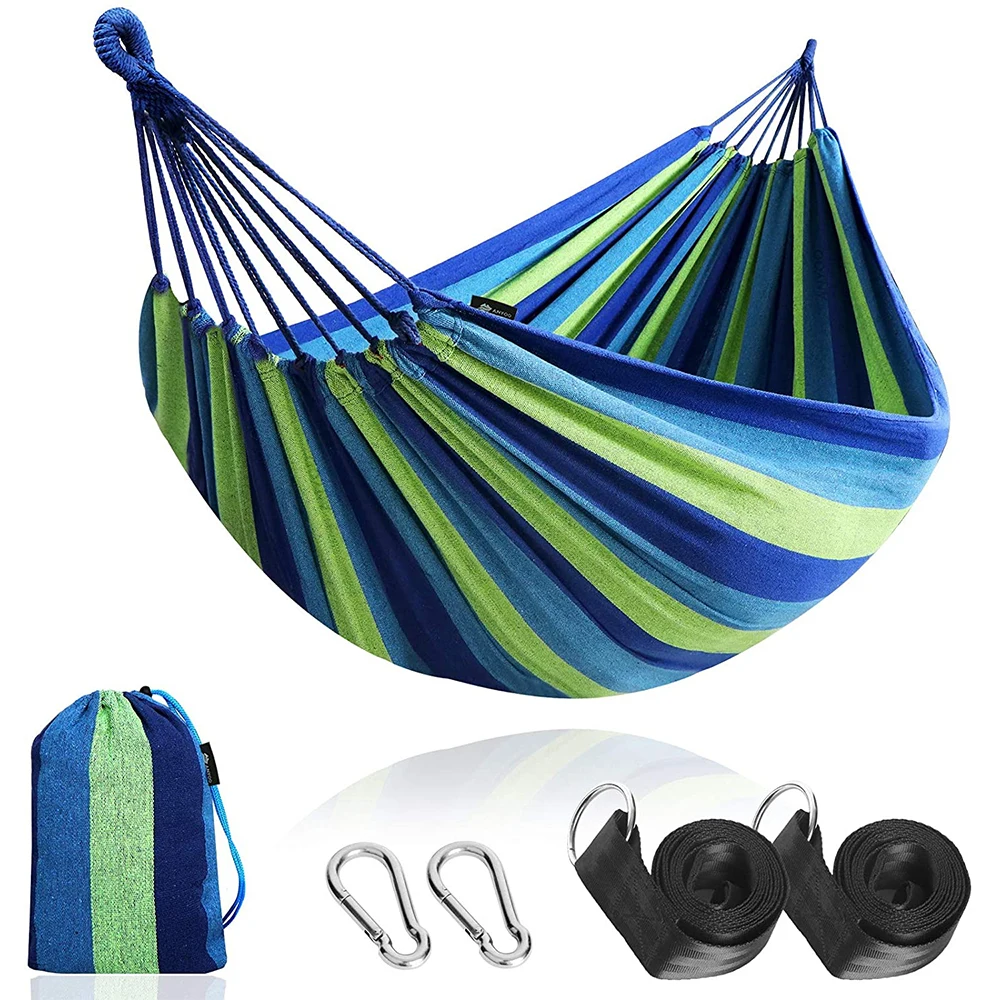 

FunFishing Hot Sale Portable Traveling Hiking Swing Thick Canvas outdoor Camping Hammocks, Blue red