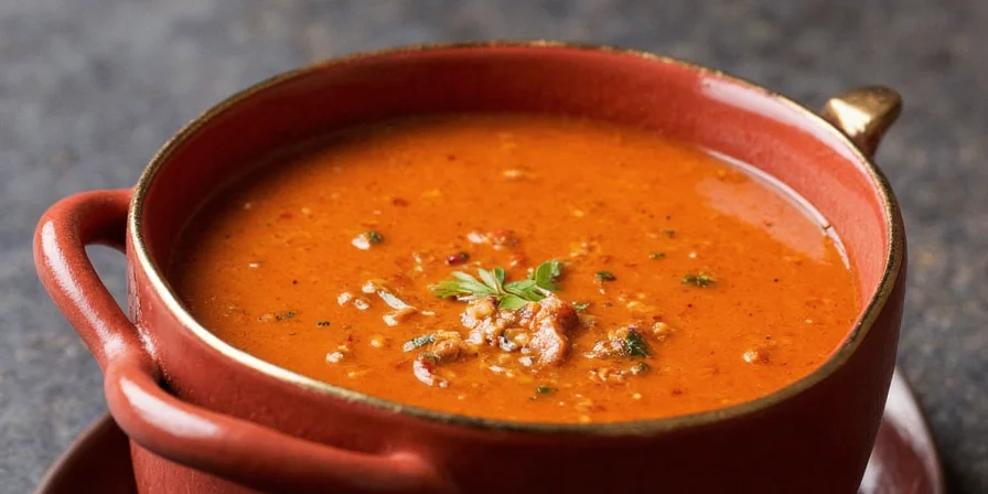Hot soup bubbling with chili peppers