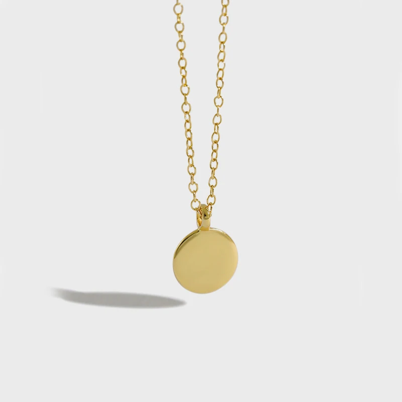 

S925 sterling silver character creative Beanie necklace geometric small circle classical coin tag pendant necklace, Optional as picture,or customized