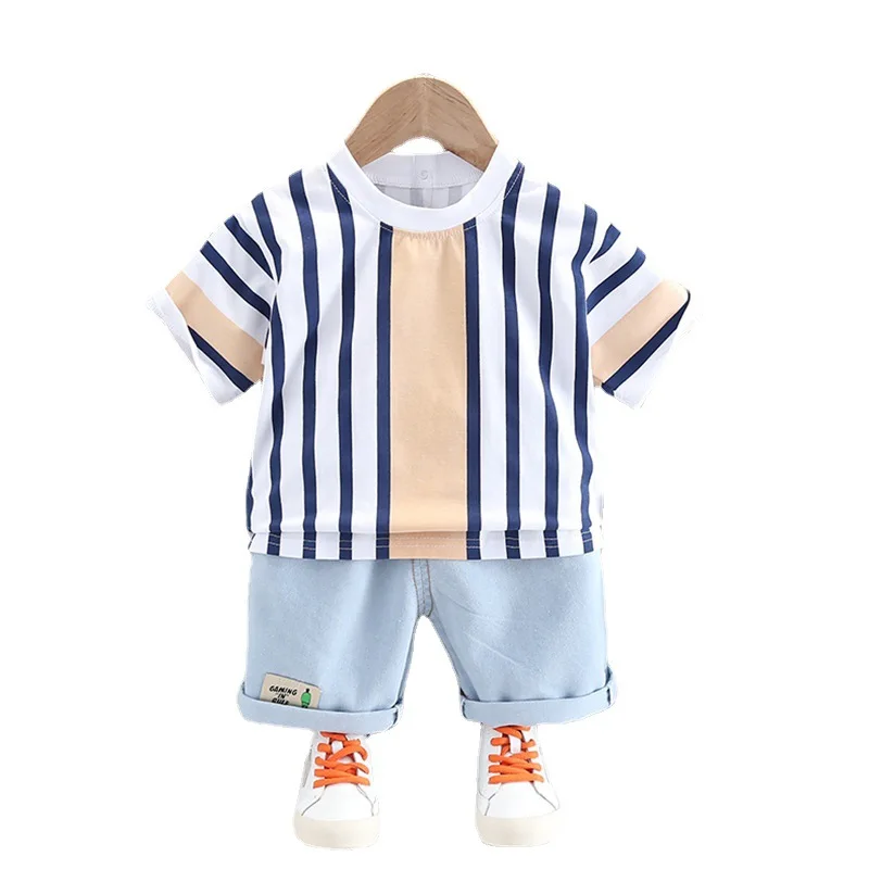 

2021 hot Boy Clothing Sets Summer Toddler Kids Boys Clothes Suit boys baby short-sleeved shorts two-piece sets, Red,yellow