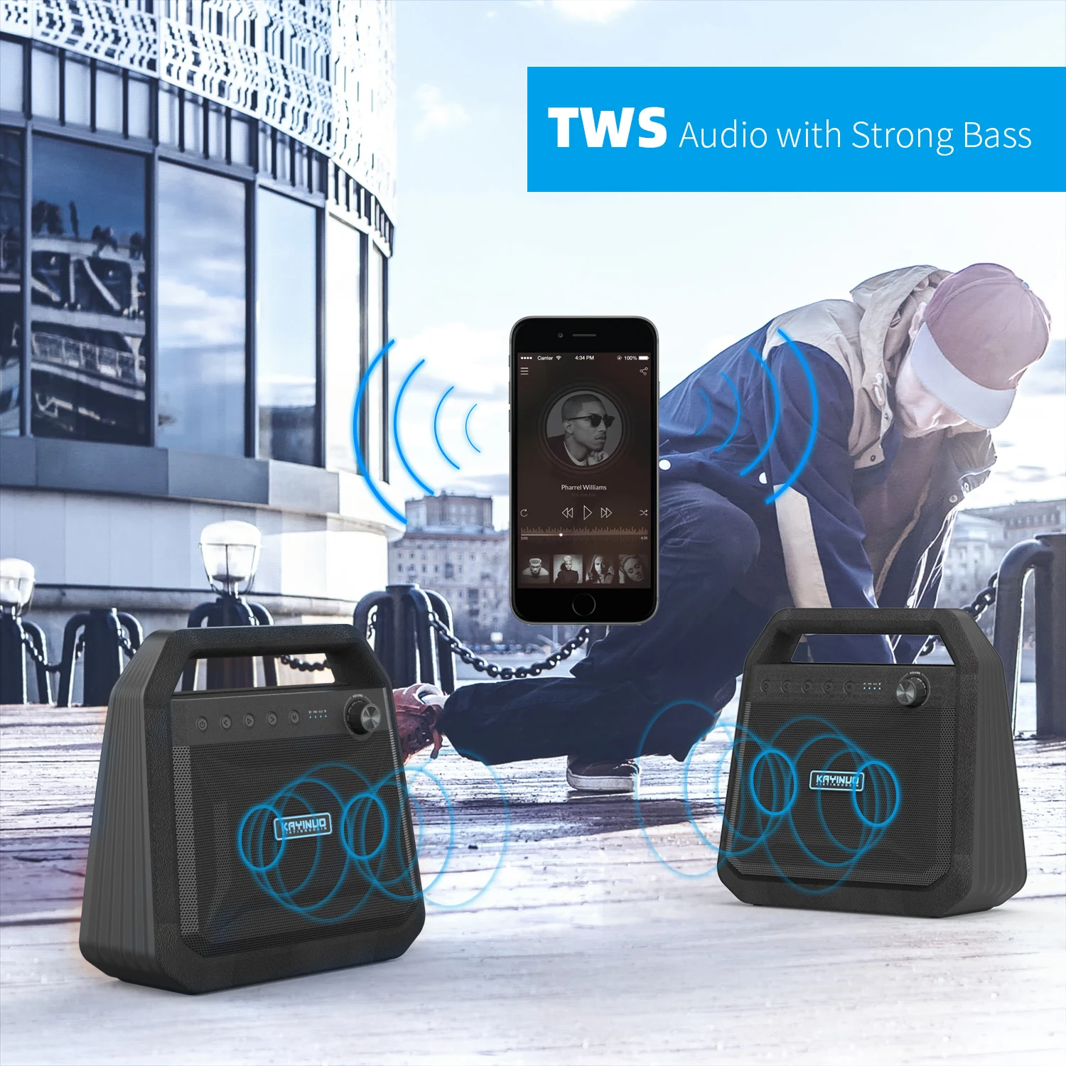 Factory Private model KAYINOW-K10 Outdoor travel portable Bluetooth wireless Super bass loud speaker - ANKUX.COM