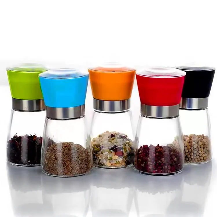 Wholesale Salt and Pepper grinder set spice mill with 180ml glass bottle