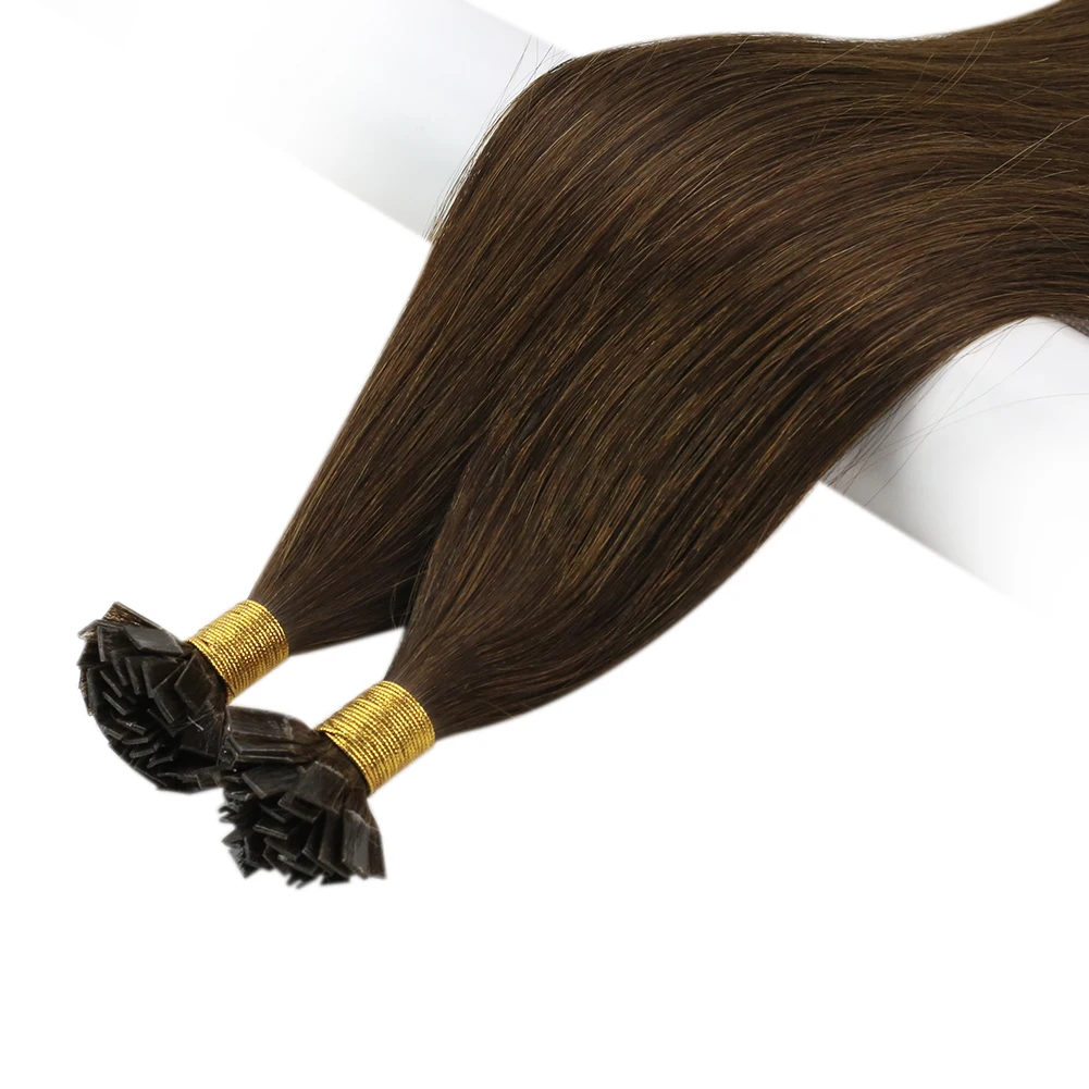 

Moresoo Human Hair Extensions Virgin Hand Tied Weft Straight Brazilian Hand Tied Weft Russian Machine Double Weft Hair, #4 chocolate brown