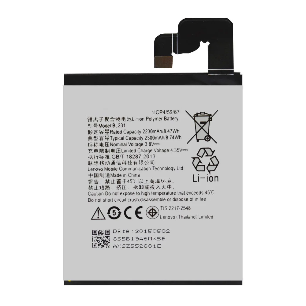 

replacement Li-ion rechargeable Battery BL231 For Lenovo Vibe X2 Akku DDP service 100% brand-new 2300mAh hot-selling