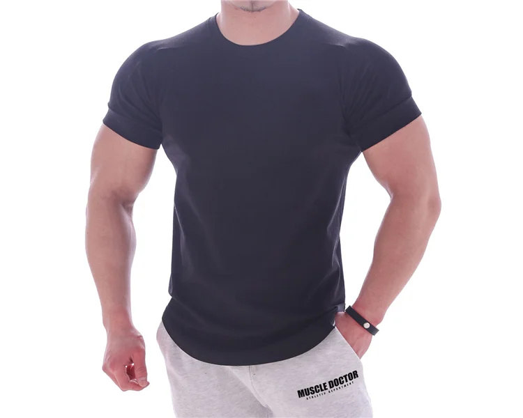 

New Style Casual Sports Clothes Short Sleeve Gym Sport Body Building Men dress T-shirts Blank 100% Cotton Camouflage Pattern
