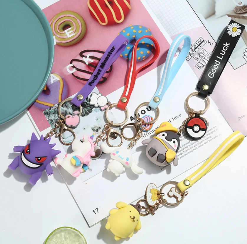 

Free shipping Pokemon Jigglypuff Gengar Keychain Cute melody Action Figure charms PVC Anime Dolls kids Toys, Colorful
