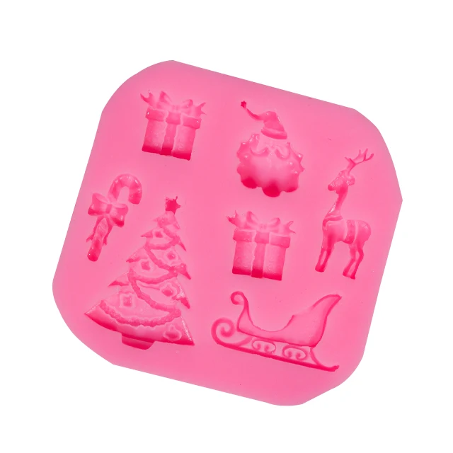 

Christmas Decorating Cake Silicone Mold Santa Sleigh Elk Christmas Tree Shape Chocolate Baking Tools, Pink