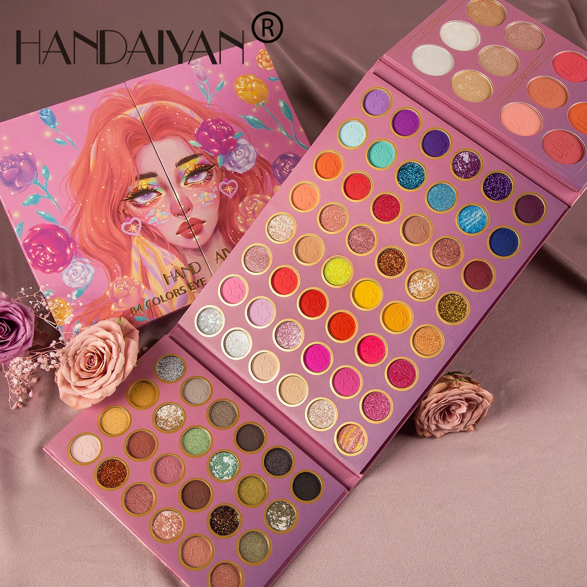 

handaiyan 94 colors glitter vegan makeup private label eye shadow pallet customize