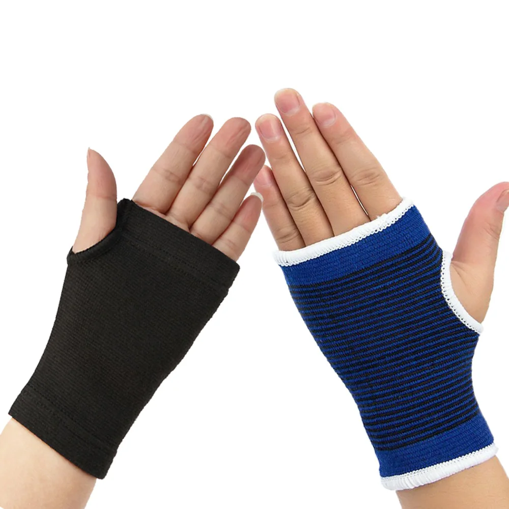 

Knitted Hand Wrap Palm Sleeve Wrist Brace Hand Protection Support for Men and Women, Blue, black