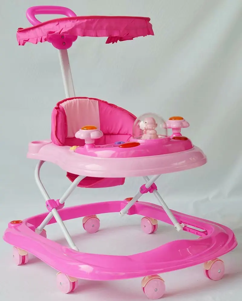 

multi-function baby walker buy wholesale China supplier new born kids walker with push rod and canopy, Mix color