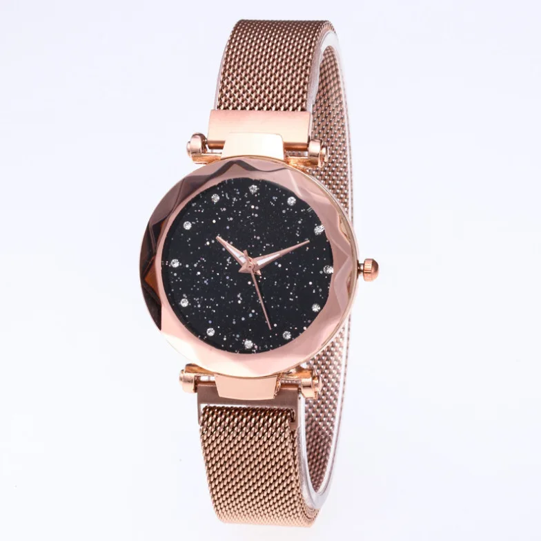 

Latest Starry Sky Face Design Watch Magnet Buckle Steel Mesh Band Milanese Strap Women Quartz Wrist Watch jam tangan, Color