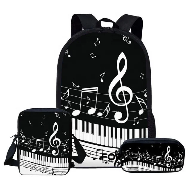 

Custom 3Pcs Girls Backpacks Music Note Piano Printing Elementary Primary School Bookbag for Children Kids School Bag Set