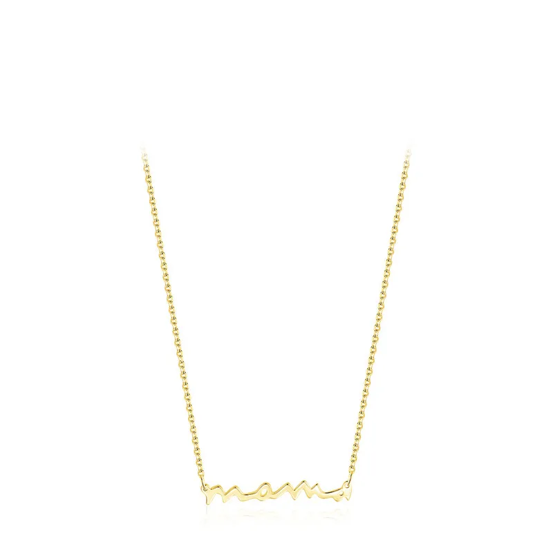 Fashion Minimalist Jewelry 925 Sterling Silver Mom Necklace Letter Mama Pendant Gold Plated Necklaces for Mother's Day Gifts