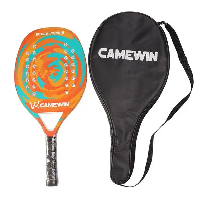 

Custom full carbon fibre paddle beach tennis racket, Green/orange