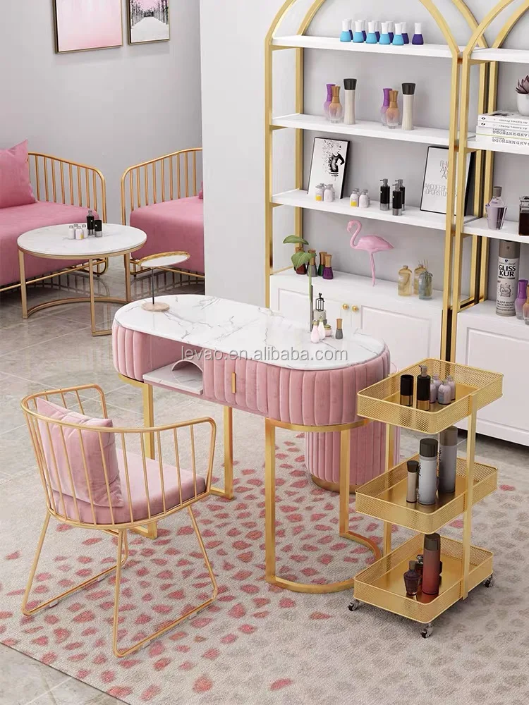 Nail Supplies Luxury Fashion Manicure Table Nails Desks With Marble Top