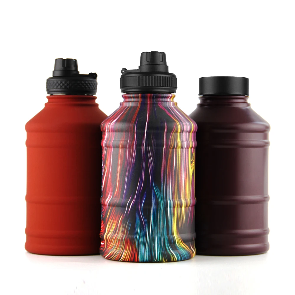 

Amazon hot selling 2.2L gym sport stainless steel single wall water bottle with straw lid, Customized color
