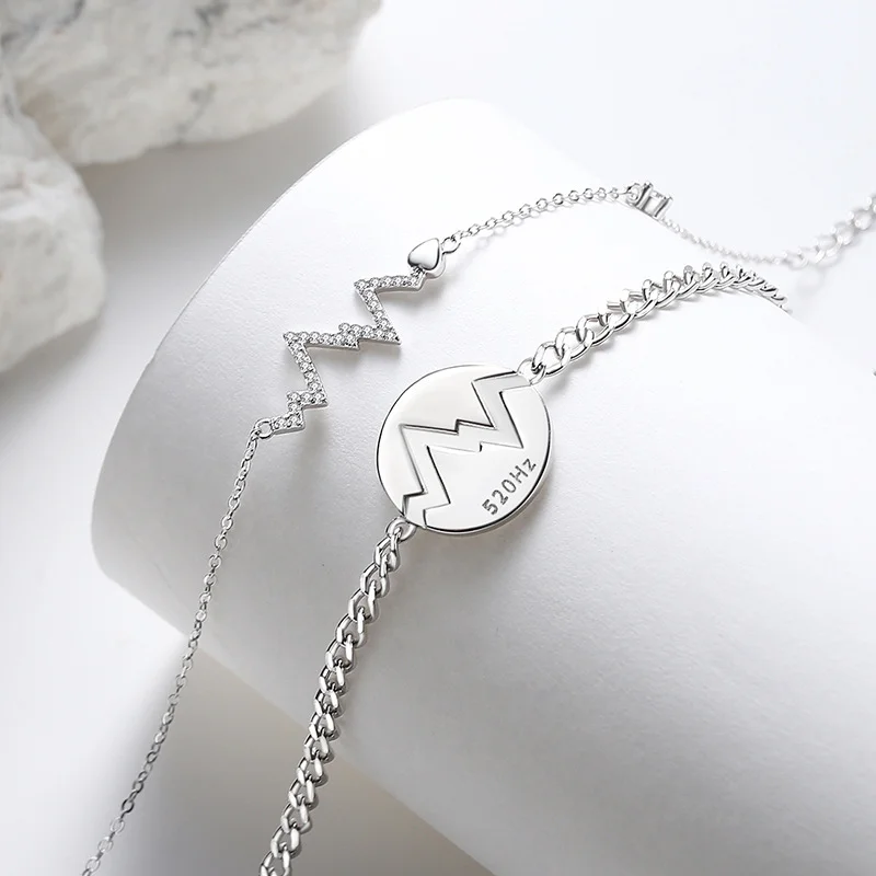 

VANA Geometric Fine 925 Sterling Silver Matching Couples Bracelets Women Men Valentines Day Gift Bracelet Jewelry Accessories