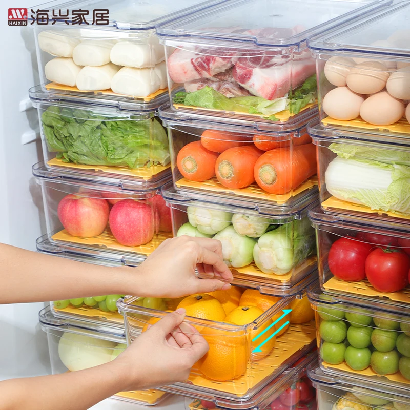 

Amazon Best selling Clear BPA free Pantry Storage Stackable Plastic Refrigerator fridge Organizer Bins with handles, Transparent