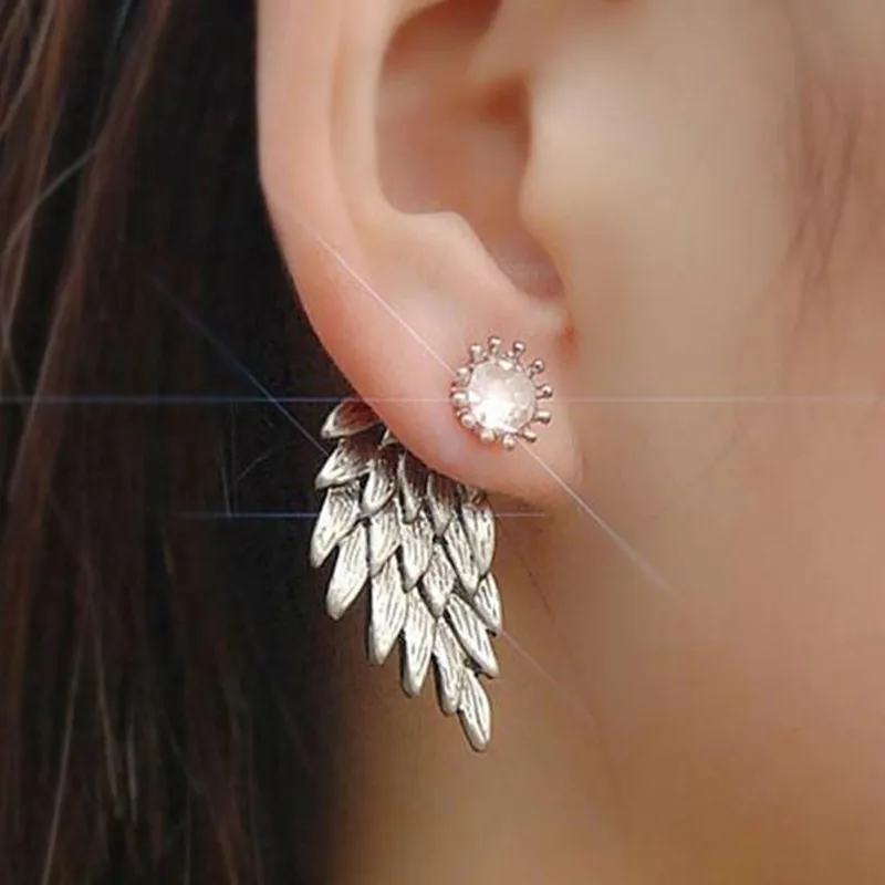 

Fashion angel wing stud earring stainless steel earring feather jewelry, As pic