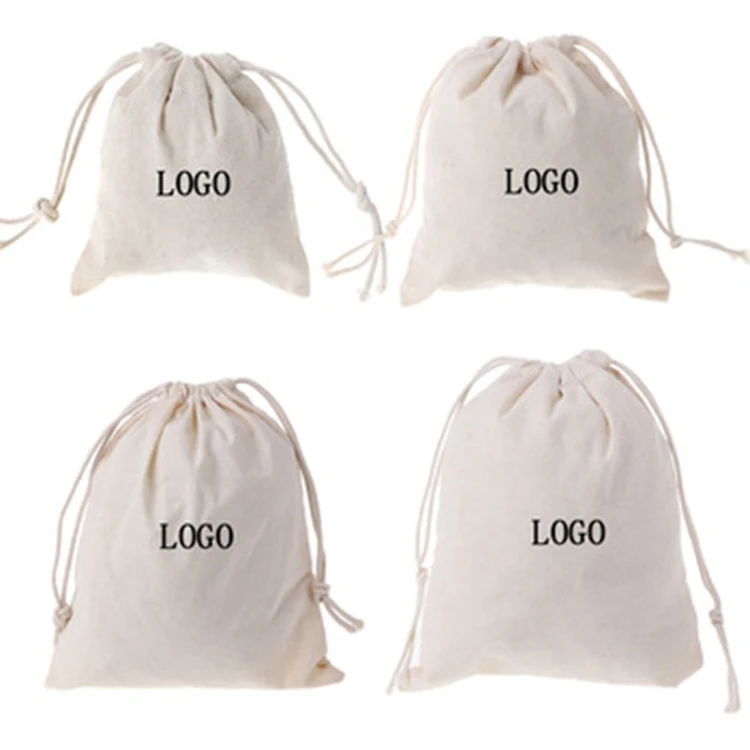 

wholesale eco friendly cotton pouch custom logo printed canvas cotton calico drawstring bag with double string draw string bag, Customized color