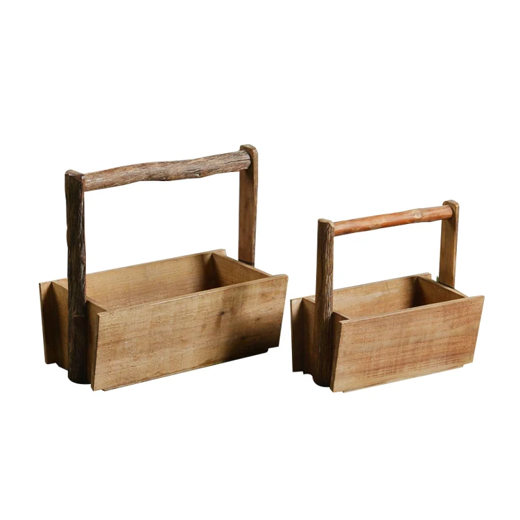 mayco 厨房农场复古小长方形手雕水果木篮 - buy 木篮子,带把手的木