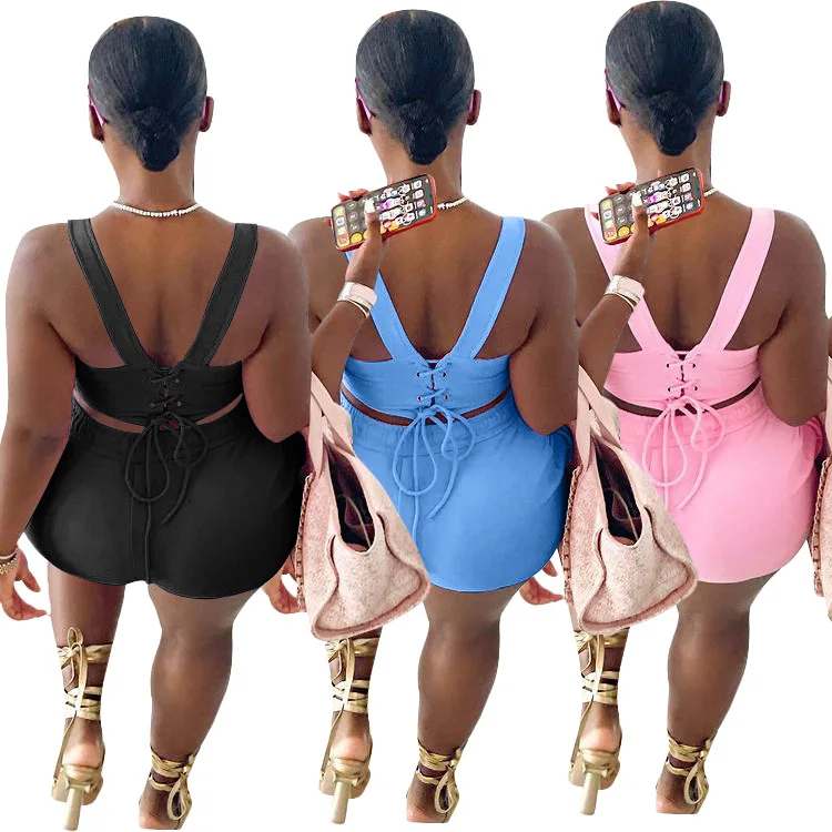 

S6300 Fashion Women'S 2021 New Solid Color Casual Strap Sports Suit, 3 colors
