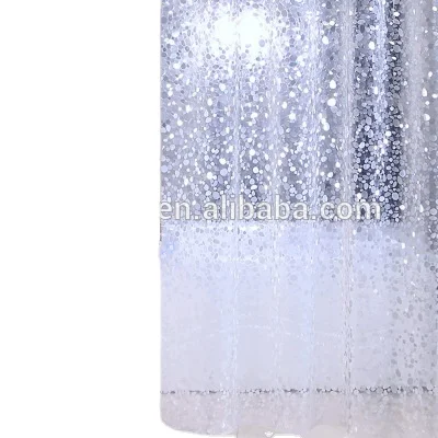 

Stocked Wholesale bathroom clear Pebble with glitter PEVA waterproof shower curtain liner with magnet