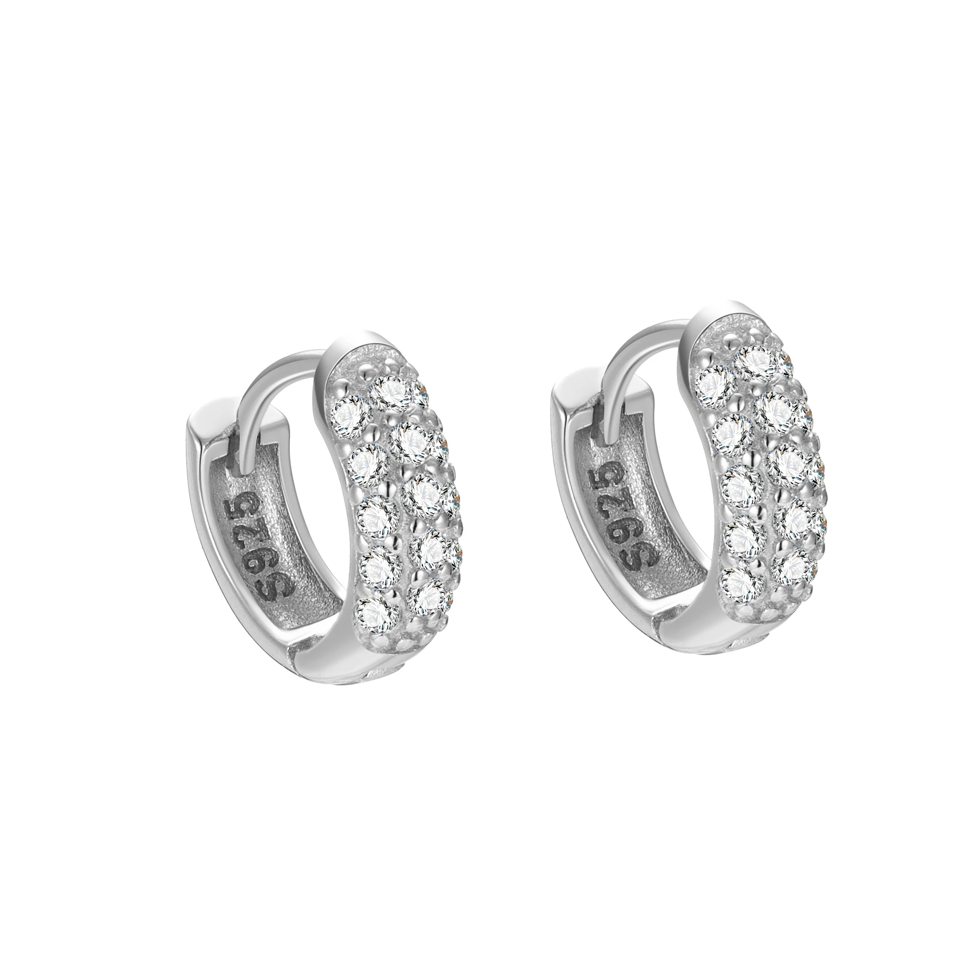 Paved CZ Earrings 925 Sterling Silver Round Circle Zirconia Gold Plated Luxury Earring for Women Wholesale Fine Jewelry