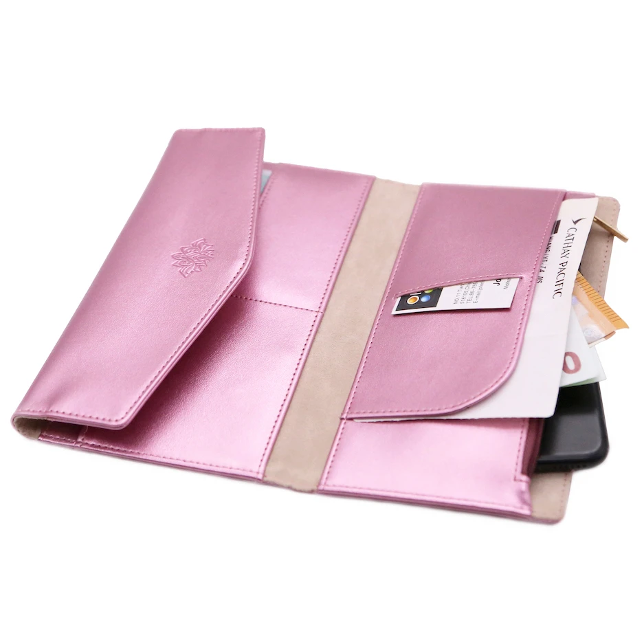 

Fashionable customizable logo pink leather  portable clutch bag lady sachet
