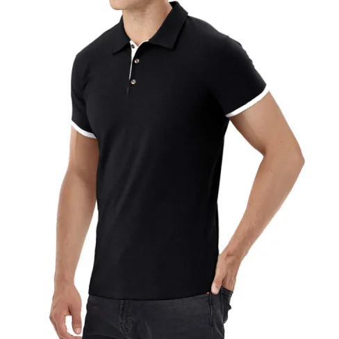 

factory US men t shirts black 65%cotton 35%polyester polo shirt