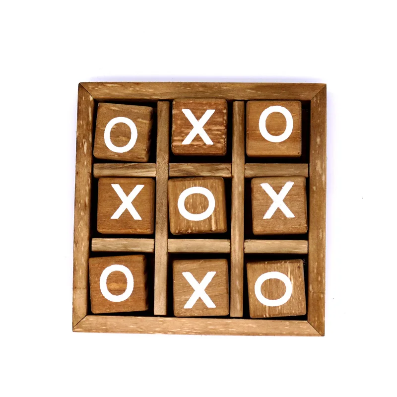

Wholesale Wooden Tic Tac Toe Game Board XO Game Chess Game for Children, Natural