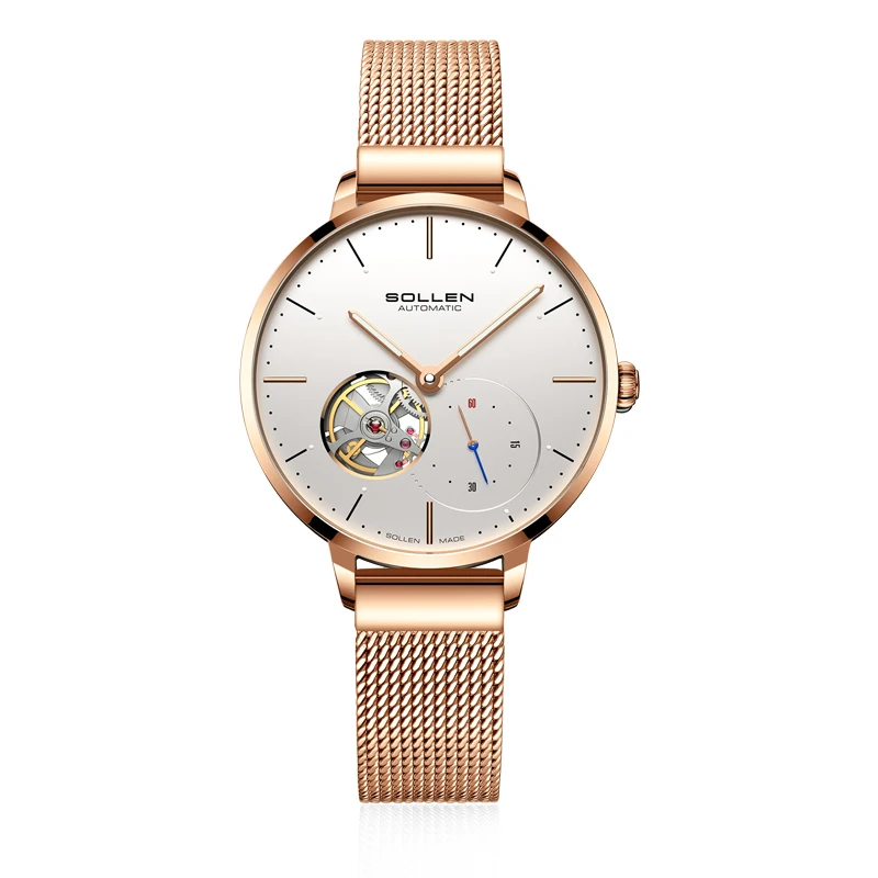 

SOLLEN luxury women automatic watch high quality watches wholesale rose gold ladies wristwatch reloj mujer
