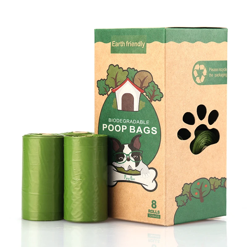 

100% Ecofriendly 8 Rolls Per Box 120 bags Biodegradable Dog Waste Bag Dog Poop Bags, Dark green