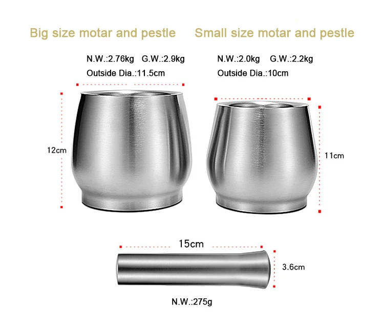 stainless steel pestle and mortar