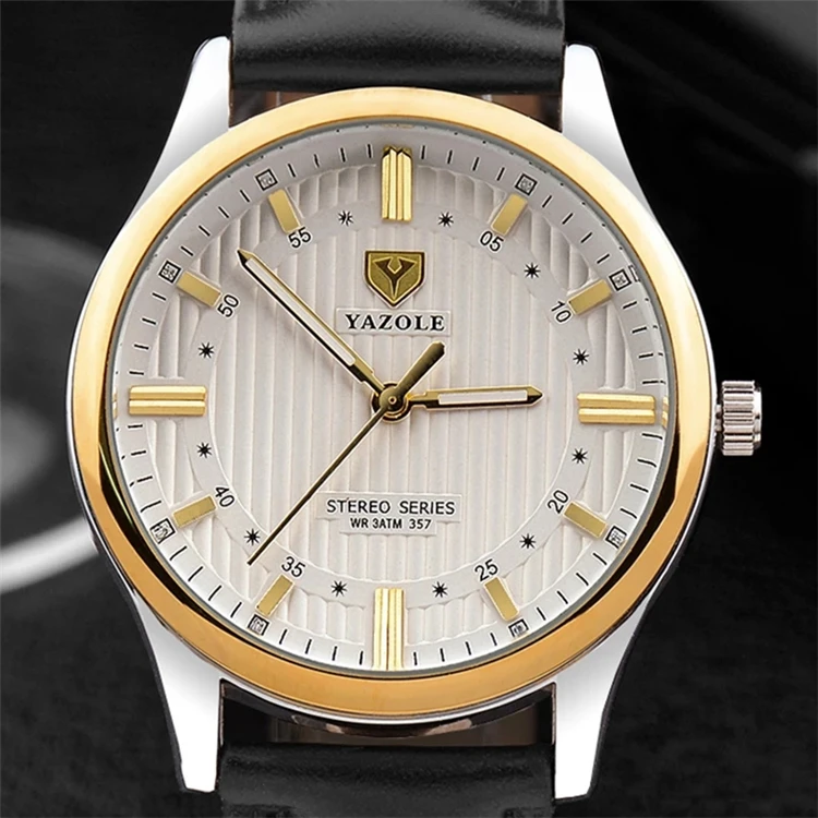 

2021 Brand Yazole 357 Business Men's Watch Unique Luminous Leisure Leather Watches Fashion Quartz Watch Relogio Masculino