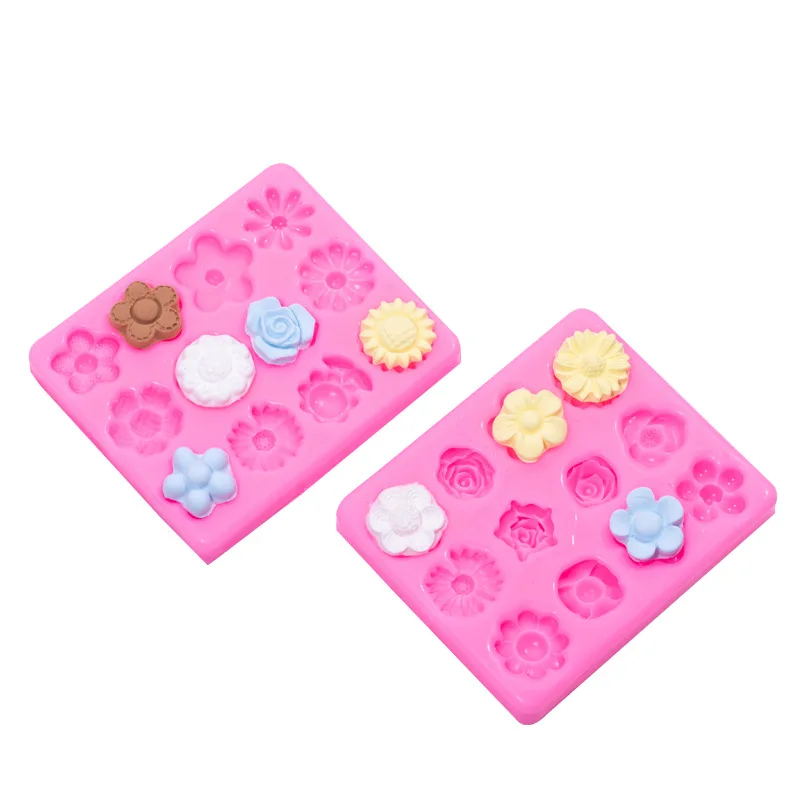 

Custom Flower Shaped DIY Chocolate Mold Creative Biscuit Mould Silicone Candy Fondant Mold, Pink