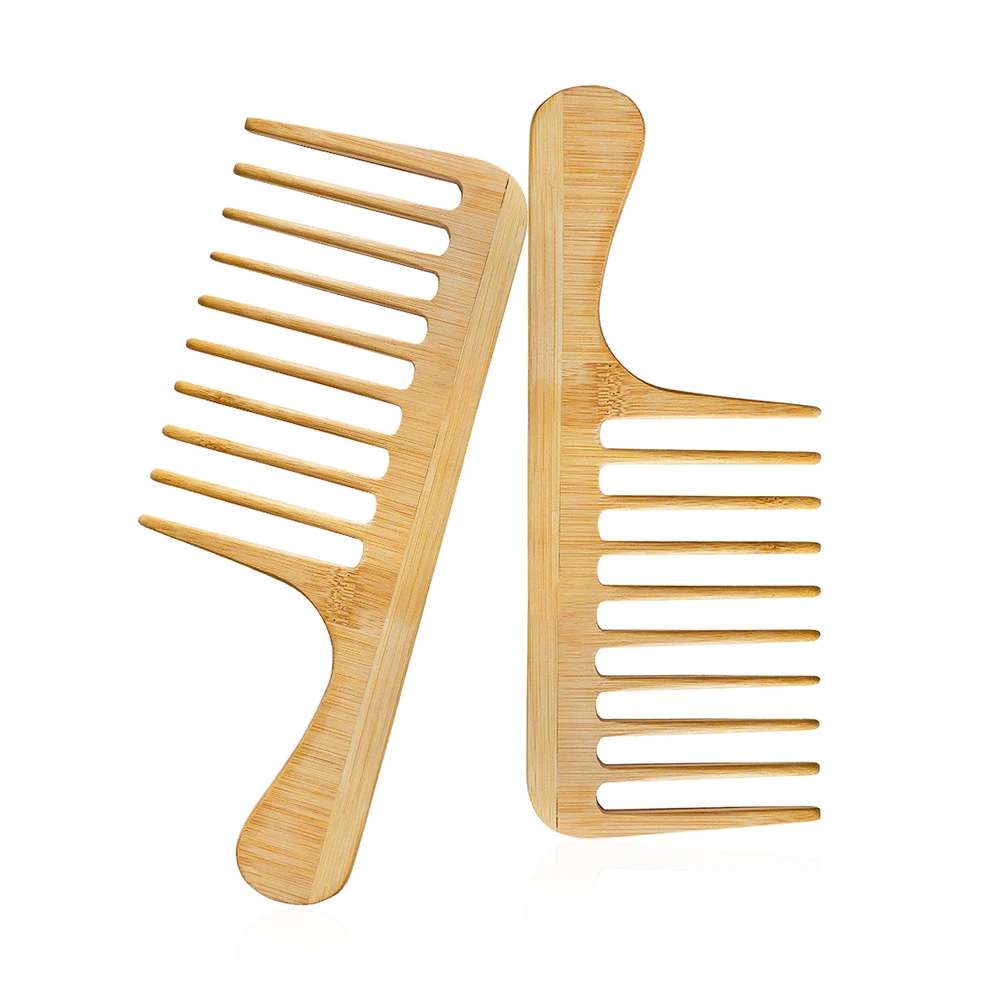 

New Arrival Customized Logo Eco-friendly Biodegradable Large Wide Tooth Bamboo Comb Private Label Detangle Comb, Natural