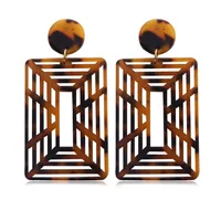 

Simple design geometric shape acrylic acetate earring tortoiseshell fashion jewelry earring