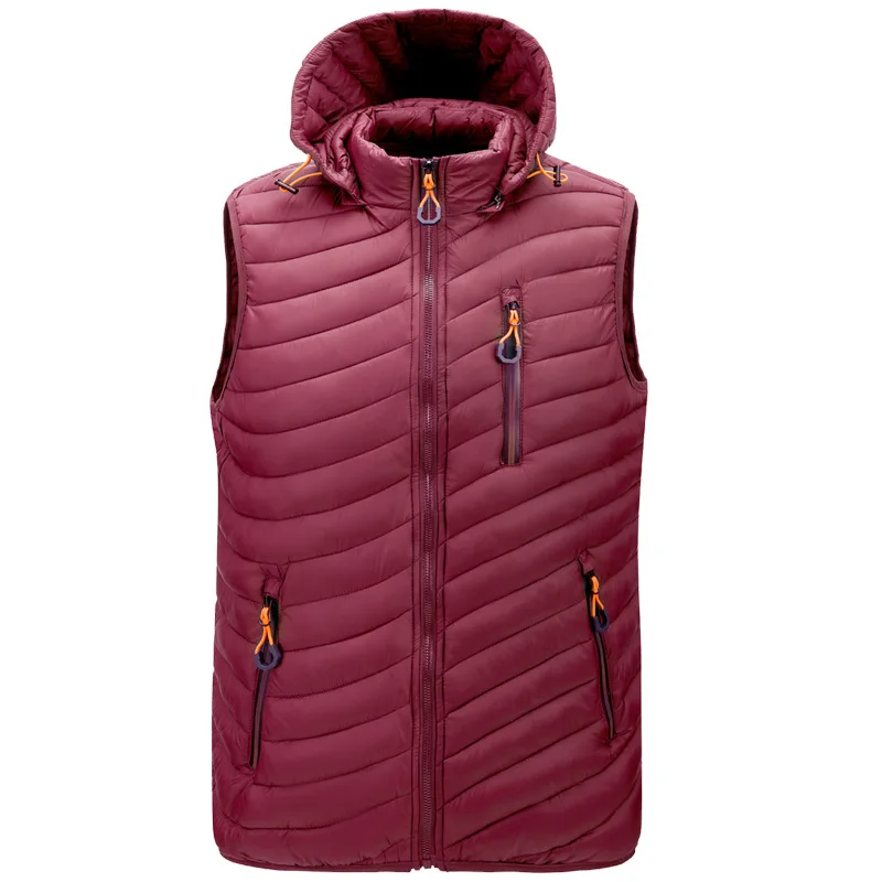 

New Stylish Men's Zipped Hooded Cotton Vest Jacket, Customized color