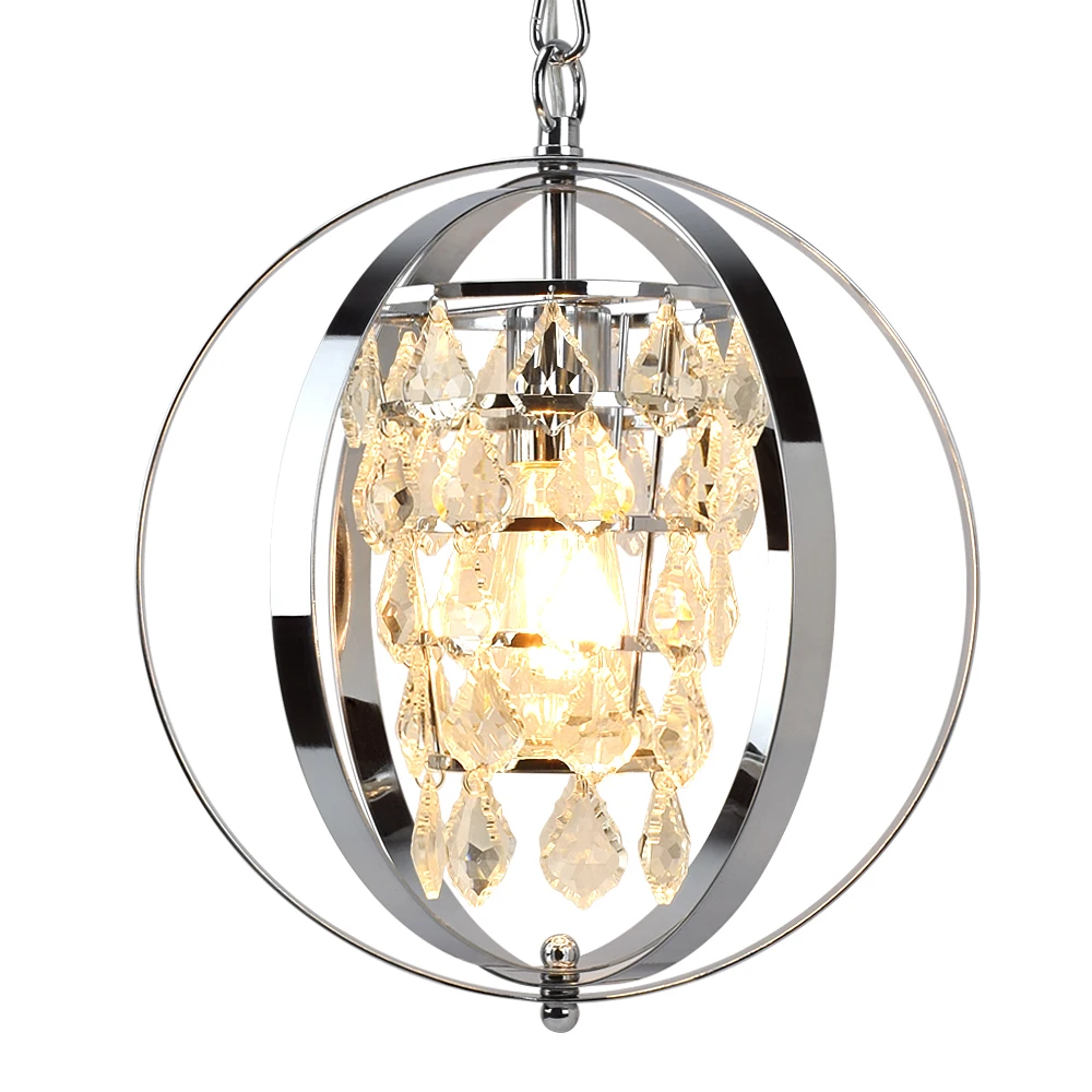 depuley铁外部地球仪灯罩内部精美k9水晶吊灯豪华长度可调水晶吊灯