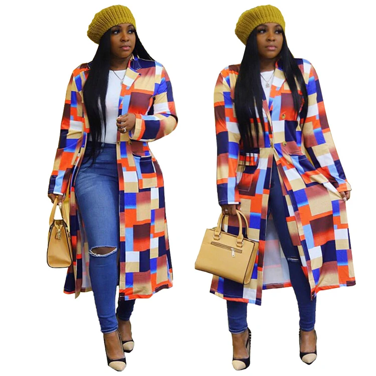 

fashion women casual trench coat long sleeve patchwork jacket business meeting clothing