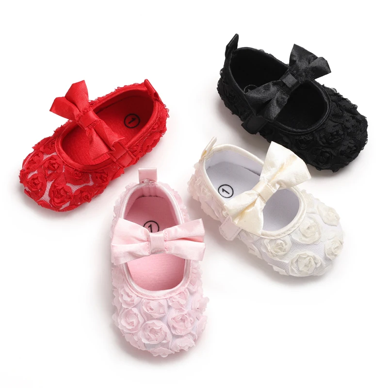 

New beautiful cotton yarn flower lace bowknot princess dress infant 6 month baby shoes girl