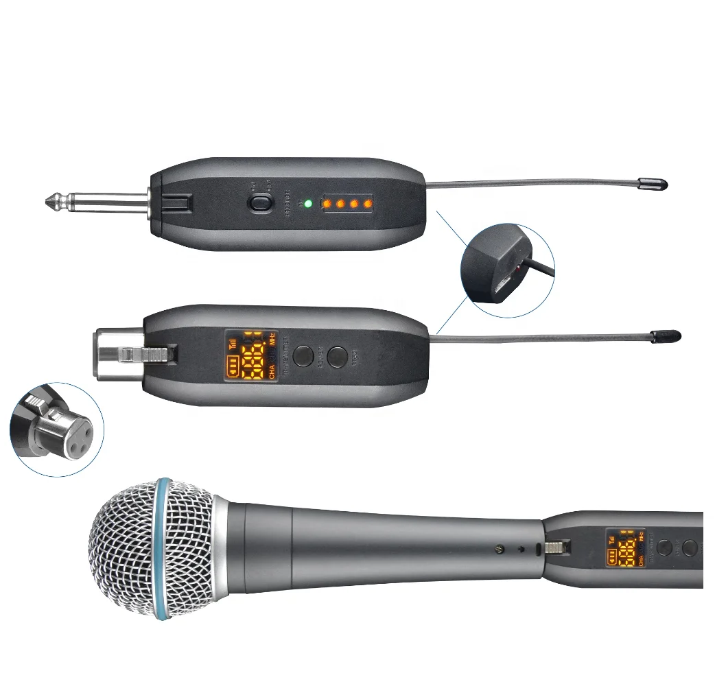 

Wired to Wireless Microphone System Rechargeable Wireless Microphone, Black