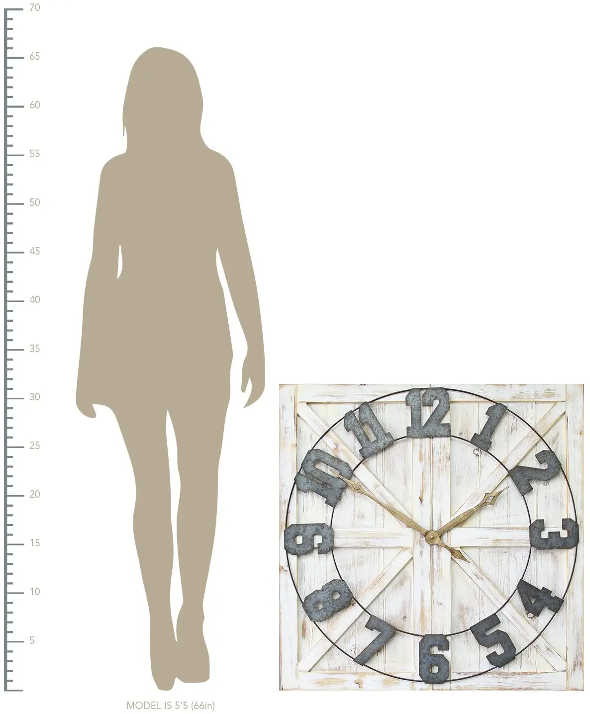 Vertical Orientation Distressed White Galvanized Metal Rustic Farmhouse Wall Clock Buy Decorative Wall Clock